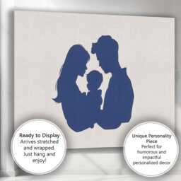 Loving Family Parent & Child Blue Silhouette Artwork Canvas Wall Art Print Decor Picture Ready To Hang - thumbnail 3