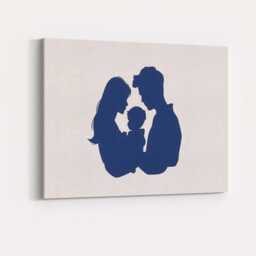 Loving Family Parent & Child Blue Silhouette Artwork Canvas Wall Art Print Decor Picture Ready To Hang - thumbnail 4