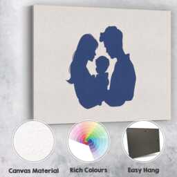 Loving Family Parent & Child Blue Silhouette Artwork Canvas Wall Art Print Decor Picture Ready To Hang - thumbnail 2