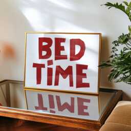 Bed Time Red Poster, Sleep Lovers Horizontal Cool Decor, Funky Bedroom Print, Stay in Above Art - thumbnail 2