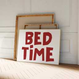 Bed Time Red Poster, Sleep Lovers Horizontal Cool Decor, Funky Bedroom Print, Stay in Above Art - thumbnail 3