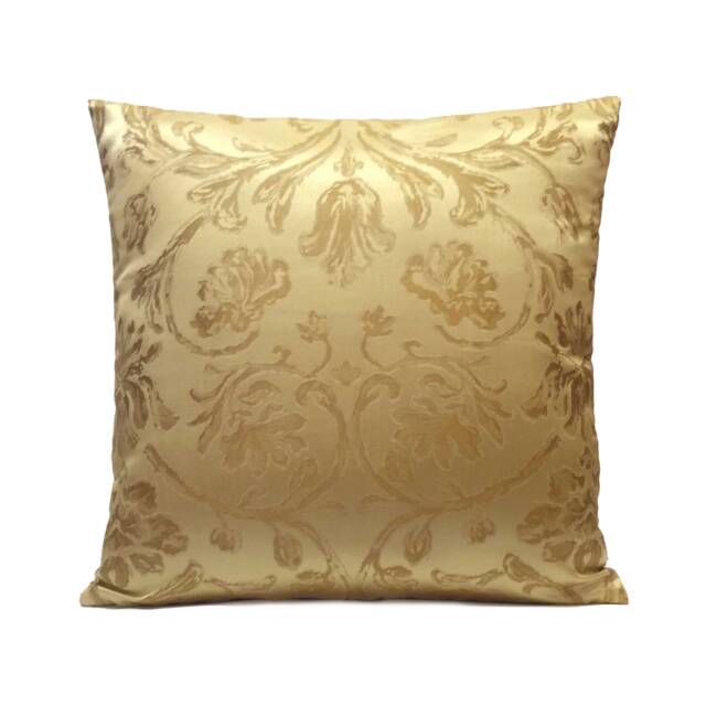 Yellow Gold Pillow, Throw Pillow Cover, Decorative Cushion Pillowcase, Accent Satin Blend Floral - image 1