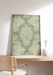 Antique Tapestry Poster, Vintage Sage Green Textile Print, Printable Wall Art, Decor, Modern Farmhouse Rustic Art - thumbnail 1
