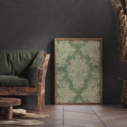 Antique Tapestry Poster, Vintage Sage Green Textile Print, Printable Wall Art, Decor, Modern Farmhouse Rustic Art - thumbnail 2