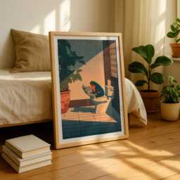 Japanese Frog Print, Bathroom Hasui Kawase Art, Hiroaki Takahashi Style, Wall Funny Art - thumbnail 2