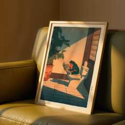 Japanese Frog Print, Bathroom Hasui Kawase Art, Hiroaki Takahashi Style, Wall Funny Art - thumbnail 1