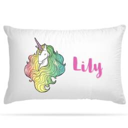 Customised Unicorn Rainbow Pillow Case Personalised Gifts For Sleepover Party - Home Decor Cute Room & Birthday Decoration Girls - thumbnail 2