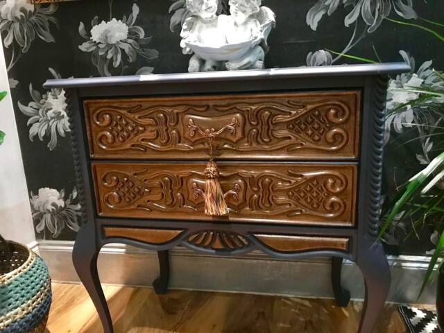 Vintage French Carved Chest Of Drawers Hall Way Hand Painted Shabby Chic - image 1