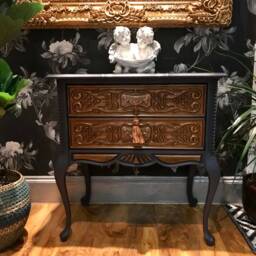 Vintage French Carved Chest Of Drawers Hall Way Hand Painted Shabby Chic - thumbnail 3