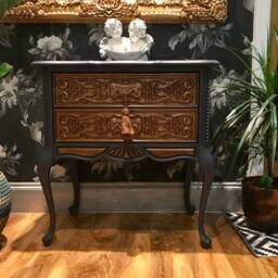 Vintage French Carved Chest Of Drawers Hall Way Hand Painted Shabby Chic - thumbnail 2