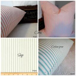Sage.coral.ticking Pillow Cover.stripes.slip Covers.easter Farmhouse Decor.spring Decor.coral.holiday Decor.cerlean Aqua.sage.#p0361, P0455 - thumbnail 4