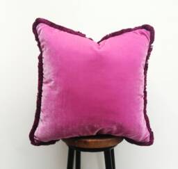 Pink Silk Velvet Throw Pillow Cover - Girls Room Decor - thumbnail 1