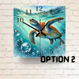 Sea Turtle Glass Wall Clock Coastal Ocean Art, 2 Patterns - thumbnail 2