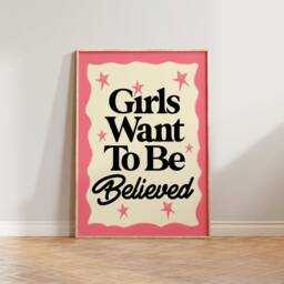 Feminist Print, Retro Wall Art, Feminism Poster, Girls Want To Be Believed, Gift For Feminists, Mid Century Empowerment Decor - thumbnail 3