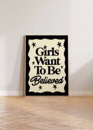 Feminist Print, Retro Wall Art, Feminism Poster, Girls Want To Be Believed, Gift For Feminists, Mid Century Empowerment Decor - thumbnail 1
