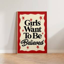 Feminist Print, Retro Wall Art, Feminism Poster, Girls Want To Be Believed, Gift For Feminists, Mid Century Empowerment Decor - thumbnail 2