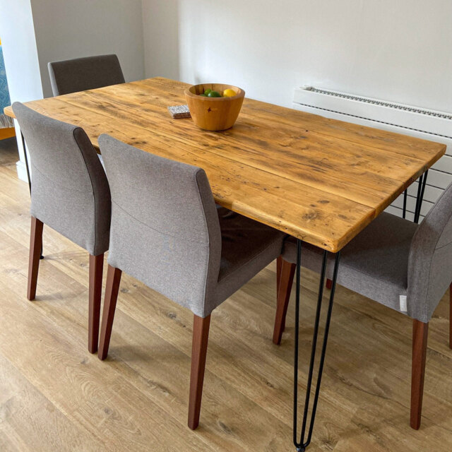 Rustic Wooden Dining Table With Hairpin Legs. Many Sizes & Colours Available. Customisable. Options For Indoor Or Outdoor Garden Treatment - image 1