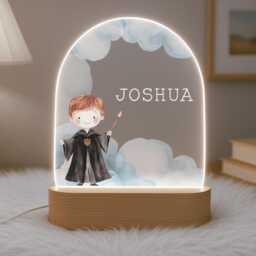 Personalised Children's Wizard Night Light - Led Lamp Kid's Decor Boy Girl Gift For Birthday Name Sign Bedroom - thumbnail 2
