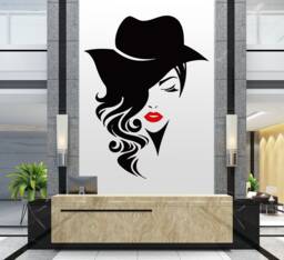 Woman Face Vinyl Decal Beauty Salon Wall Art, 2934 - thumbnail 1