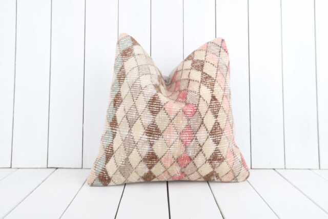16x16 Kilim Pillow Cover, Turkish Bohemian Cushion - image 1