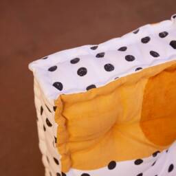 Hand Block Printed Floor Cushion - Reversible Polka Dot Cotton Pouf Artisan Boho Pillow - thumbnail 3