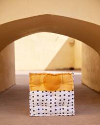 Hand Block Printed Floor Cushion - Reversible Polka Dot Cotton Pouf Artisan Boho Pillow
