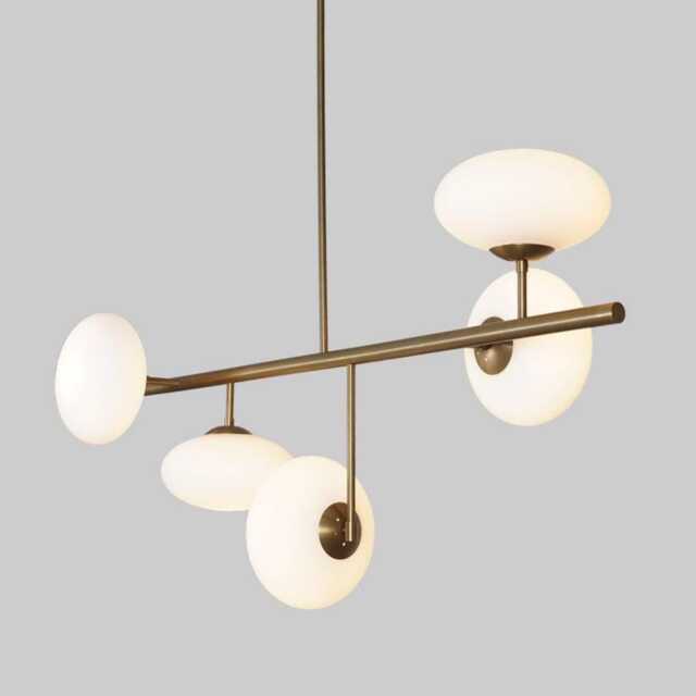 Ceiling Light Mid Century Five Glass Globe - Pendant Brass Sputnik Raw Fixture Chandelier - image 1