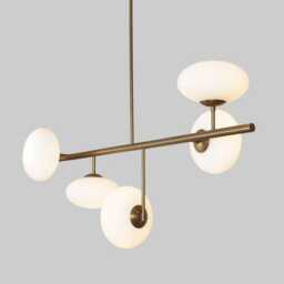 Ceiling Light Mid Century Five Glass Globe - Pendant Brass Sputnik Raw Fixture Chandelier
