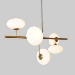 Ceiling Light Mid Century Five Glass Globe - Pendant Brass Sputnik Raw Fixture Chandelier - thumbnail 2
