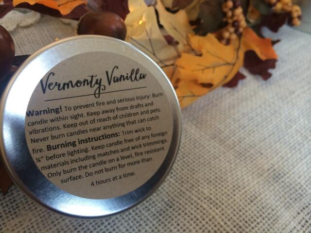 Vermont Vanilla ~ All Natural Soy Candle 8 Oz Tins Travel Wedding Present Gifts Essential Oils - image 1