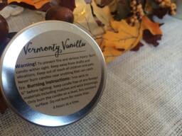 Vermont Vanilla ~ All Natural Soy Candle 8 Oz Tins Travel Wedding Present Gifts Essential Oils - thumbnail 1