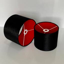 New Luxury Premium Quality Black & Red Combination Lamp Shade Pendant Light Velvet - thumbnail 3