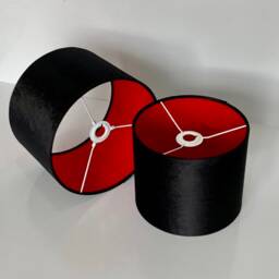 New Luxury Premium Quality Black & Red Combination Lamp Shade Pendant Light Velvet - thumbnail 2