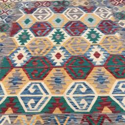 Afghan Chobi Kilim Rug, Traditional Flatweave Carpet - 246 cm X 172 cm - thumbnail 3