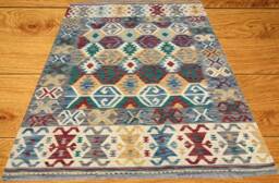 Afghan Chobi Kilim Rug, Traditional Flatweave Carpet - 246 cm X 172 cm - thumbnail 1