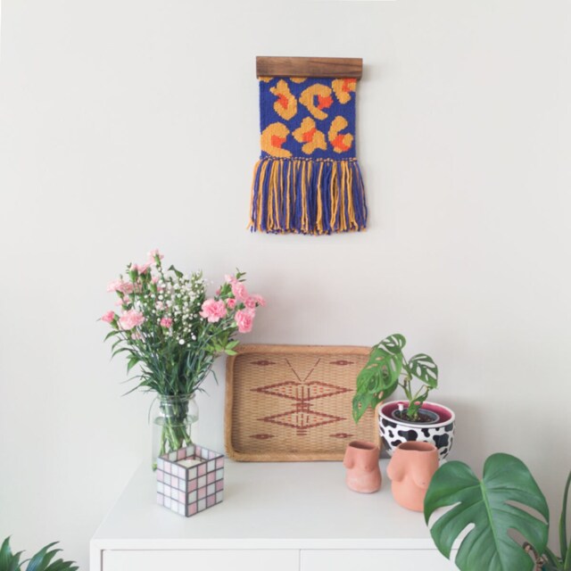 Handwoven Wool Wall Tapestry Modern Art Deco Decor - image 1