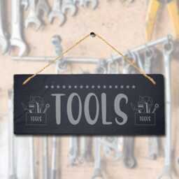 Tools Laser Engraved Wall Hanging Slate Shed Work Shop Decor Plaque Sign