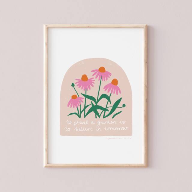 July A5 Giclee Print To Plant A Garden Echinacea Botanical Illustration - image 1