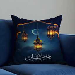 Ramadan Kareem Cushion Cover, Islamic Pillow Case, Lantern Eid Home Decor, Arabic Calligraphy Throw Pillowcase - thumbnail 1