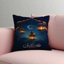 Ramadan Kareem Cushion Cover, Islamic Pillow Case, Lantern Eid Home Decor, Arabic Calligraphy Throw Pillowcase - thumbnail 4