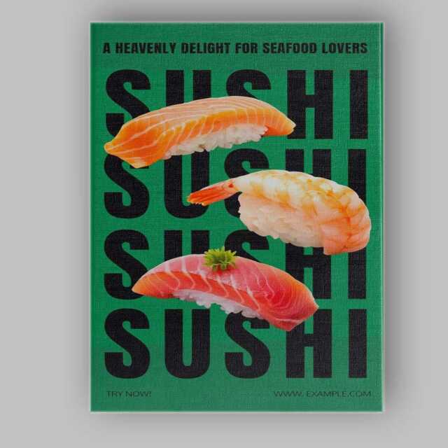 Fresh Salmon Shrimp Tuna Sushi Restaurant Poster Canvas Wall Art Print Decor Picture Ready To Hang - image 1