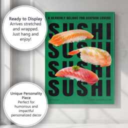 Fresh Salmon Shrimp Tuna Sushi Restaurant Poster Canvas Wall Art Print Decor Picture Ready To Hang - thumbnail 3