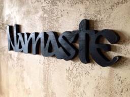 Yoga Studio Sign - Namaste Wooden Wall Art Sanskrit Decor Meditation Room Boho Home Rustic Wood - thumbnail 1