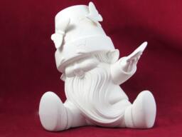 Ready To Paint Ceramic Sitting Gnome With Butterflies - 9 Inches, Lawn Or Garden Gnome, Outdoor Indoor