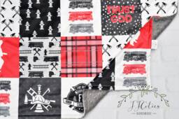 Fire Truck Minky Baby Blanket-Personalized Firefighter Personalized Blanket - Fireman Blanket Boy-Firetruck Nursery - thumbnail 1