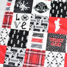 Fire Truck Minky Baby Blanket-Personalized Firefighter Personalized Blanket - Fireman Blanket Boy-Firetruck Nursery - thumbnail 3
