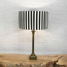 Handmade Black & Cream Striped Drum Lampshade - Ribbon Light Shade - thumbnail 3