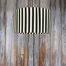 Handmade Black & Cream Striped Drum Lampshade - Ribbon Light Shade - thumbnail 2