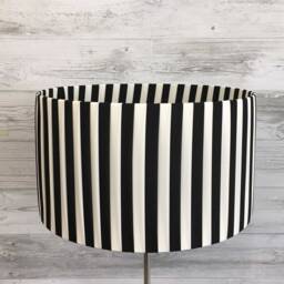 Handmade Black & Cream Striped Drum Lampshade - Ribbon Light Shade - thumbnail 4
