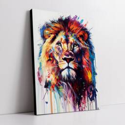Lion Head Animal Abstract Modern Jungle Wild Oil Painting Splatter Style Wall Art Framed Canvas Poster Print, Home/Office Room Decor Gifts - thumbnail 2